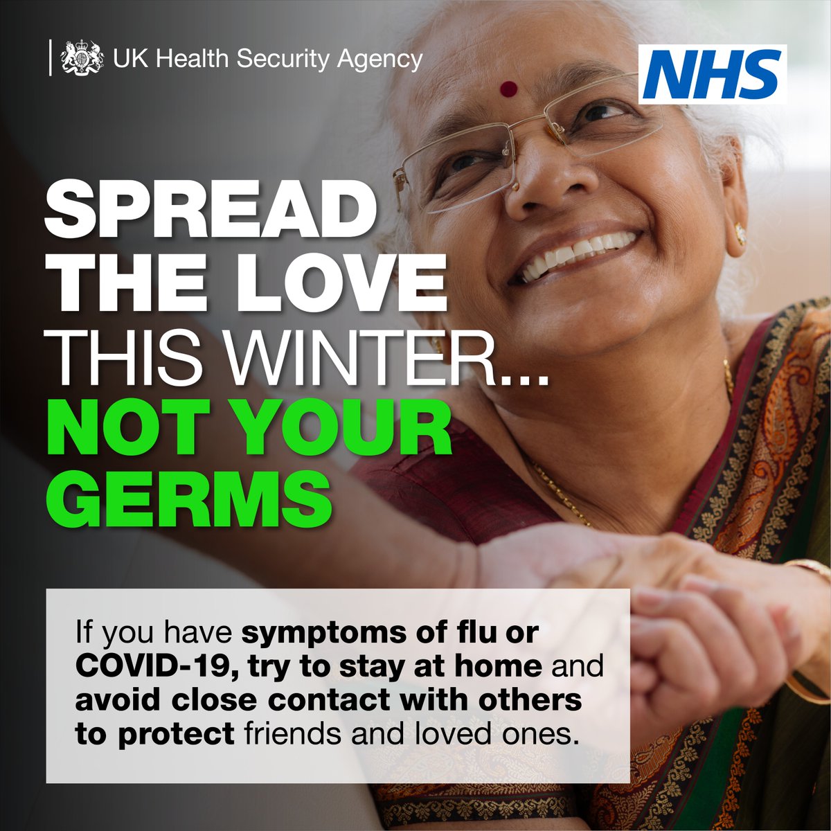 Meeting friends and family this winter? 

Help protect those most at risk of severe illness by staying at home and avoiding close contact with others if you’re showing symptoms of flu, COVID-19 or other illnesses.

More info: nhs.uk/live-well/seas…