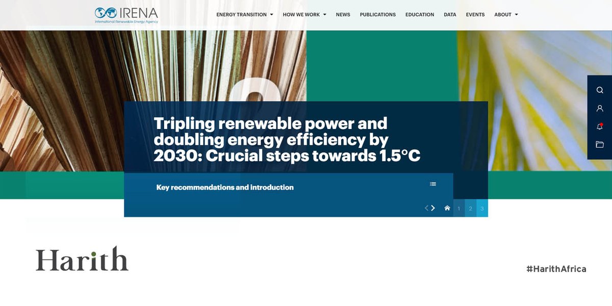 Tripling renewable power and doubling energy efficiency by 2030. 

Learn more here: irena.org/Digital-Report…  

#HarithAfrica