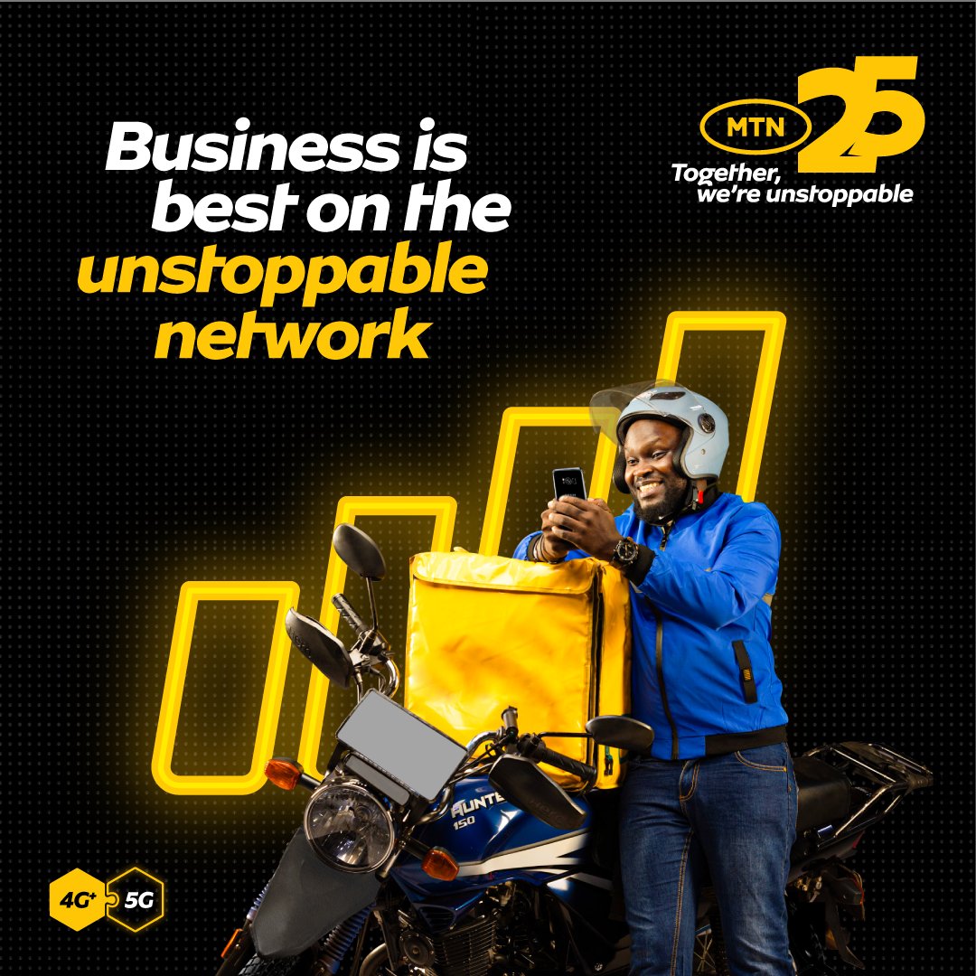 Business is done better on the unstoppable network connectivity of MTN 4G+ and 5G. 🛜 #UnstoppableNetwork 
 #MTN5G