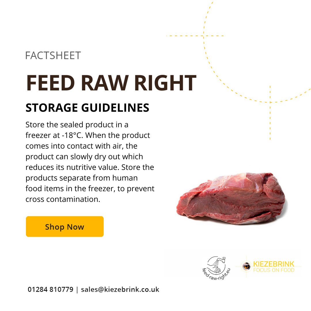 Raw pet food storage hacks! ❄️ Seal it tight, keep it cool at -18°C, and say no to cross-contamination. Your pet's health, our priority. kiezebrink.co.uk/index.php?rout… #RawFeedingTips #HealthyPets
