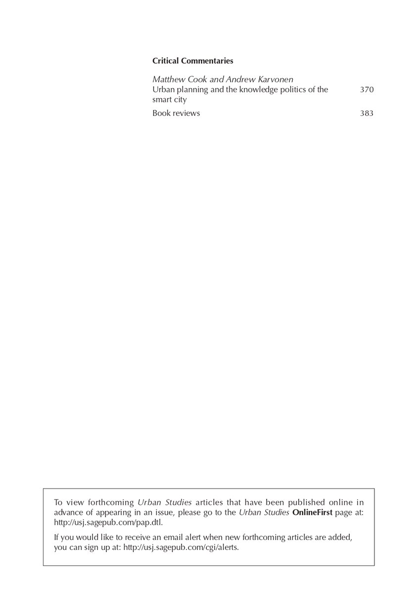 Urban Studies Journal (@usj_online) on Twitter photo The February 2024 issue (Volume 61, Issue 2) of #UrbanStudies is out now, featuring papers and reviews by <a href="/snmarkley/">Scott Markley</a> <a href="/Siqi_MIT/">Siqi Zheng @ MIT Center for Real Estate</a> <a href="/YinhuaT/">Yinhua Tao</a> <a href="/celine__janssen/">Céline Janssen</a> <a href="/archithoughts/">Teresa García, PhD </a> and many more
journals.sagepub.com/toc/usja/61/2 The February 2024 issue (Volume 61, Issue 2) of #UrbanStudies is out now, featuring papers and reviews by <a href="/snmarkley/">Scott Markley</a> <a href="/Siqi_MIT/">Siqi Zheng @ MIT Center for Real Estate</a> <a href="/YinhuaT/">Yinhua Tao</a> <a href="/celine__janssen/">Céline Janssen</a> <a href="/archithoughts/">Teresa García, PhD </a> and many more
journals.sagepub.com/toc/usja/61/2