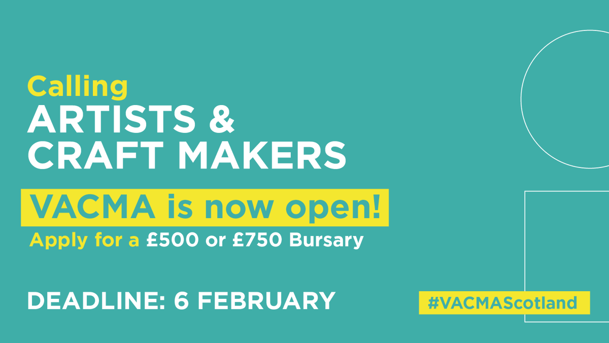 CreativeScots's tweet photo. Just two weeks left until the next deadline for #VACMAScotland ๐จ
Head over to our website to learn if your Local Authority is participating in this round, and visit their website to apply by 6 February ๐ฟ
https://t.co/qR2XfYklEB https://t.co/qZgWqnhmgA