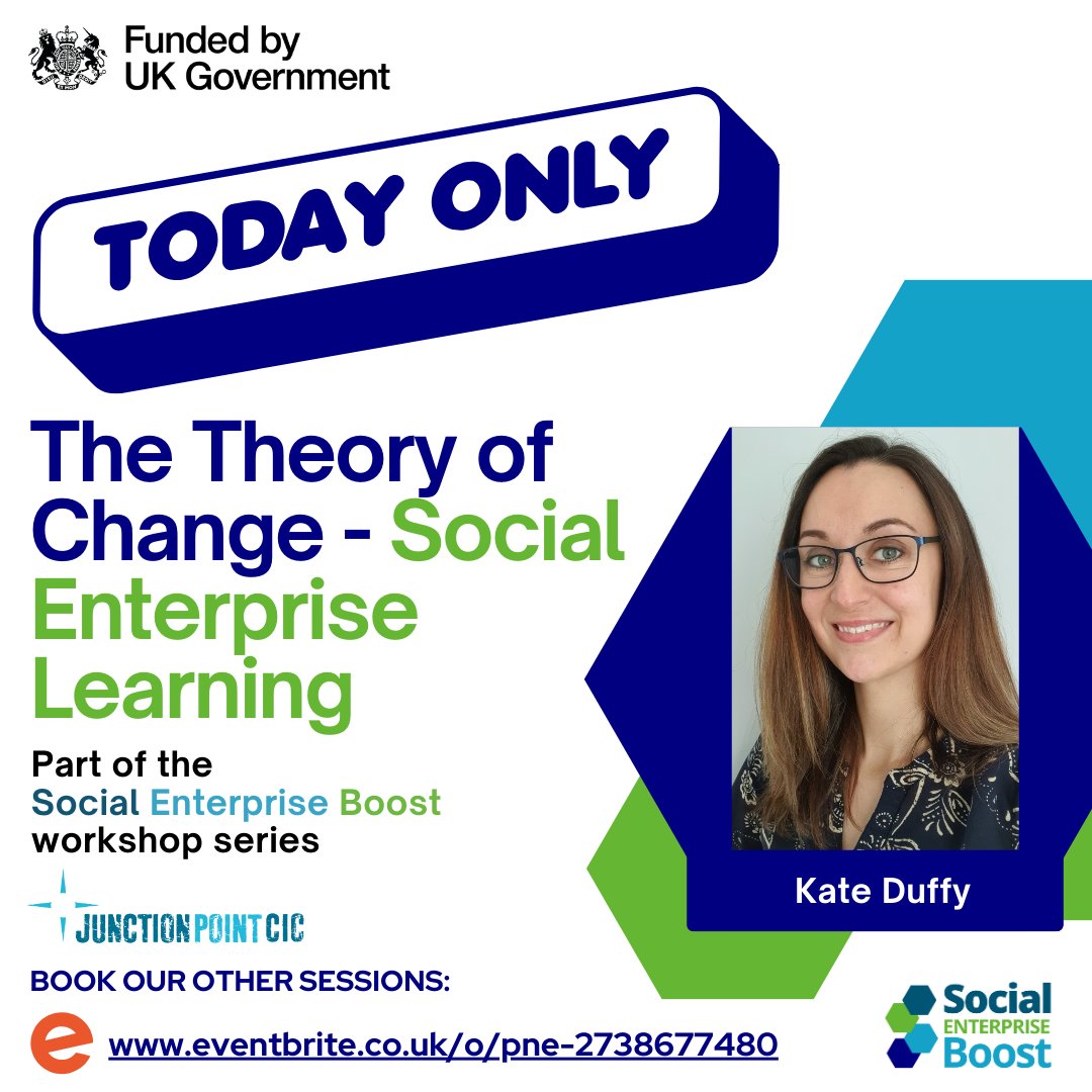 ✨ TODAY ONLY ✨

The Theory of Change - Social Enterprise Learning with Kate Duffy, Founder and Managing Director of @JunctionPointUK at @TheWord_UK , South Tyneside.

🎟️ BOOK OUR OTHER SESSIONS: eventbrite.co.uk/o/pne-27386774…

@firstportscotland 
#PNE #SocialEnterpriseBoost