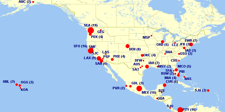 'Boeing 737-9 (MAX 9) Parking' is today's Featured Map on gcmap.com. (Permalink: gcmap.com/featured/20240…) @BoeingAirplanes @Boeing @AlaskaAir @united @CopaAirlines @Aeromexico @TurkishAirlines