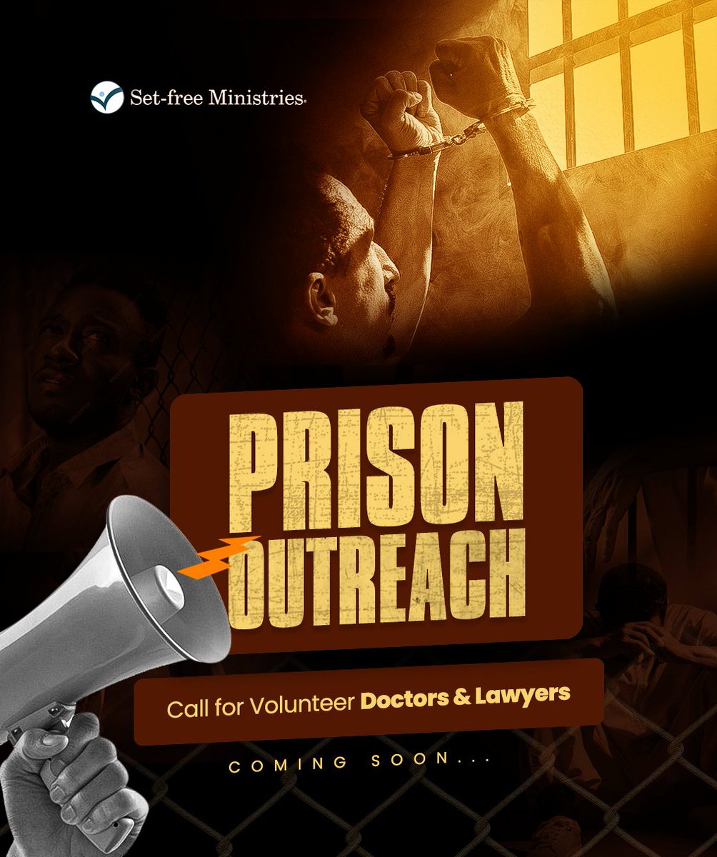 setfreeglobal's tweet photo. Set-Free Prison Outreach is back!
We're looking for lawyers and doctors to join our Prison Outreach Missions as volunteers.
DM us for details. Let's make a difference and bring hope to those behind bars.
#SetfreePrisonOutreach #PrisonOutreach #love #hope #restoration #peace https://t.co/Z7INs60MXR