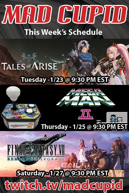 This week's stream schedule! twitch.tv/madcupid