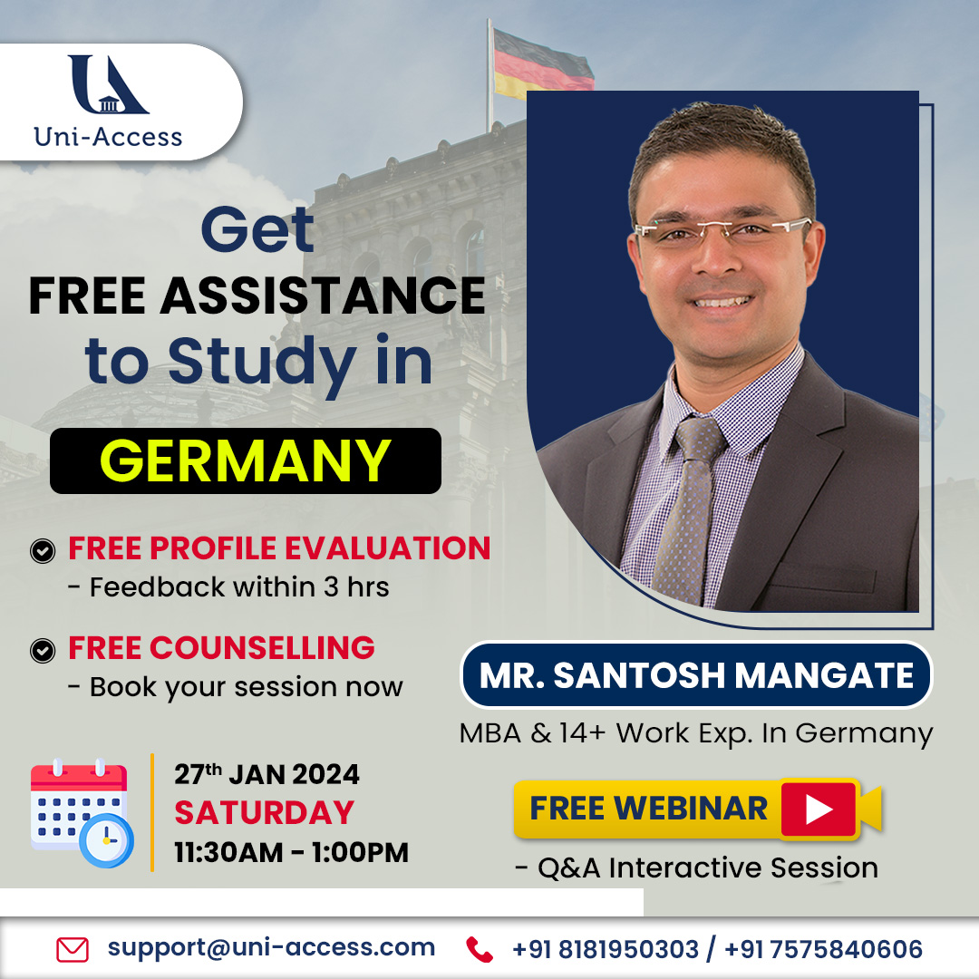uni__access's tweet photo. Book your FREE Seat
LINK - https://t.co/SjlAZi0xyY
Join Uni Access's #FREE #Webinar for essential insights into University Admission, Student Services, Visa Procedures and more.
Unlock exclusive participant offers!
#UniAccess #msingermany #studyabroad #Germany #education https://t.co/jcTU2Wbl8I