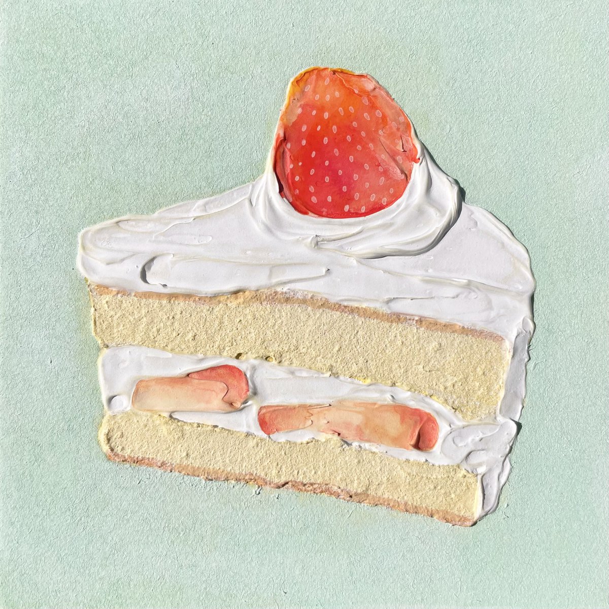 「1日遅れだけど! 私の描いた愛らしいショートケーキを見て〜!! #ショートケーキ」|𝓝𝓪𝓽𝓼𝓾𝓶𝓲🍓Natsumi Takahashiのイラスト