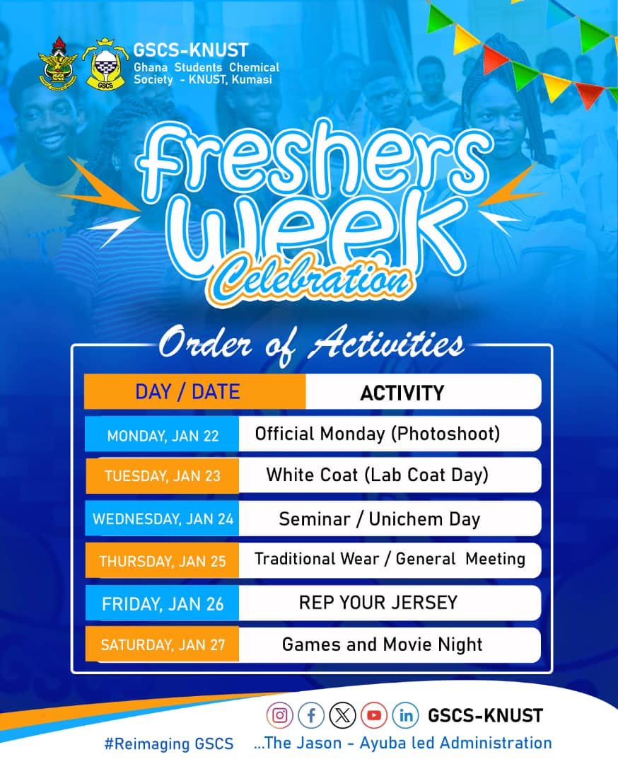gscsknust's tweet photo. It's day 2 of the freshers week and it's white lab coat day π§βπ¬π§βπ¬π§βπ¬π§βπ¬π§βπ¬π§βπ¬.
#Freshersweek
#labcoatday https://t.co/0DpFPb9ooU