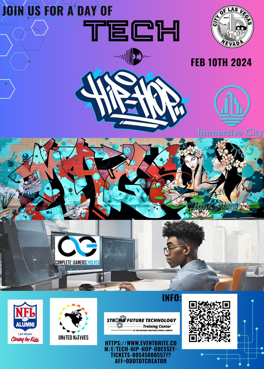 Project I’ve been working on and here it is !!!! Celebrating #HipHop a bit different by teaching the economy and history. As well as the ever evolving world of technology, #Videogames #esports #contentcreation #youthentrepreneurship held at the #HistoricWestside campus #LasVegas