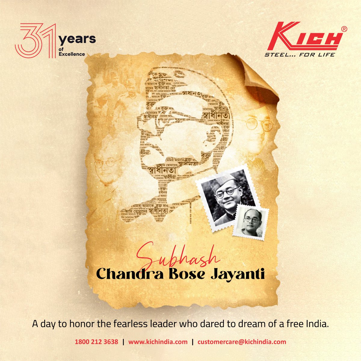 Kich_India's tweet photo. Celebrating the visionary leader, Subhash Chandra Bose, on his birth anniversary. A true icon of courage and determination. 📷
#NetajiJayanti #SubhashChandraBose https://t.co/YfPlnuDM6K