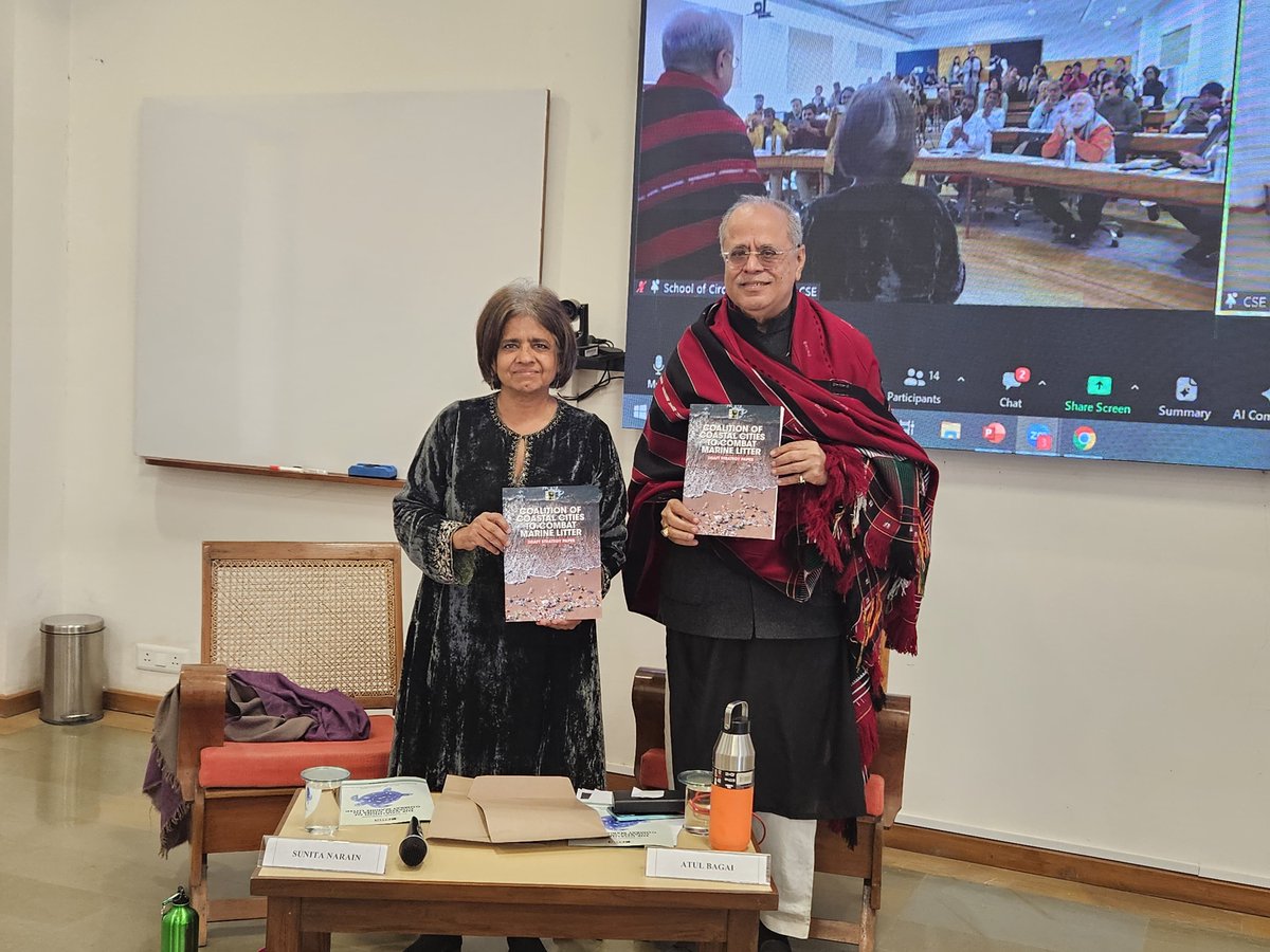 CSEINDIA (@cseindia) on Twitter photo <a href="/atinbiswas/">Atin Biswas</a> <a href="/sunitanar/">Sunita Narain</a> <a href="/im_sidgsingh/">Siddharth Singh</a> <a href="/MouSengupta6/">Mou Sengupta</a> <a href="/mdkjawed/">Kaifee Jawed</a> <a href="/kuldeepnomad/">Kuldeep</a> <a href="/minakshi_8/">Minakshi Solanki</a> Exciting news! Our "Coalition of Coastal Cities to Combat Marine Litter" strategy paper is officially OUT!
Atul Bagai (<a href="/UNEP/">UN Environment Programme</a> India) & Sunita Narain (<a href="/sunitanar/">Sunita Narain</a>, CSE) released the paper at our state-of-the-art training institute, AAETI. <a href="/atinbiswas/">Atin Biswas</a> <a href="/sunitanar/">Sunita Narain</a> <a href="/im_sidgsingh/">Siddharth Singh</a> <a href="/MouSengupta6/">Mou Sengupta</a> <a href="/mdkjawed/">Kaifee Jawed</a> <a href="/kuldeepnomad/">Kuldeep</a> <a href="/minakshi_8/">Minakshi Solanki</a> Exciting news! Our "Coalition of Coastal Cities to Combat Marine Litter" strategy paper is officially OUT!
Atul Bagai (<a href="/UNEP/">UN Environment Programme</a> India) & Sunita Narain (<a href="/sunitanar/">Sunita Narain</a>, CSE) released the paper at our state-of-the-art training institute, AAETI.