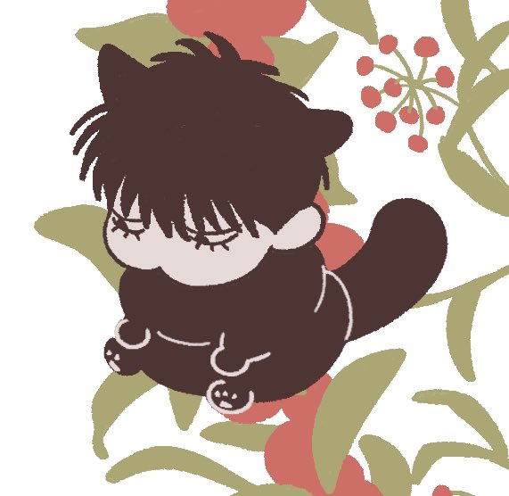 1boy male focus animal ears cat ears black hair tail cat tail  illustration images