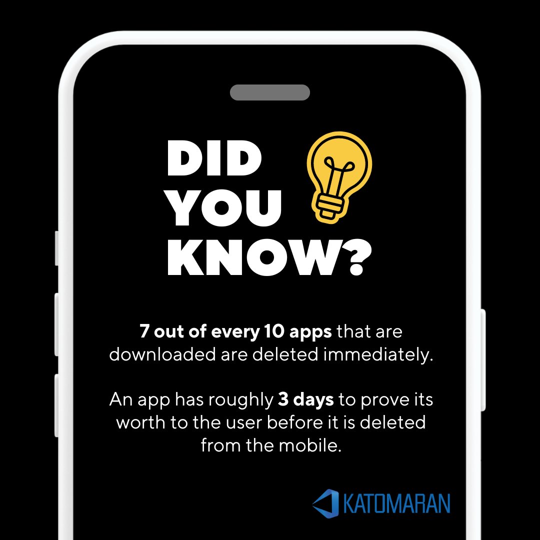 KatomaranIndia's tweet image. Stand out in the 30% that captures attention!

Elevate your brand with compelling mobile apps that leave a lasting impression.

#MobileAppExcellence #InnovationRevealed

To know more about the reasons of mobile app failure, check out the link lnkd.in/dn2BUhNm