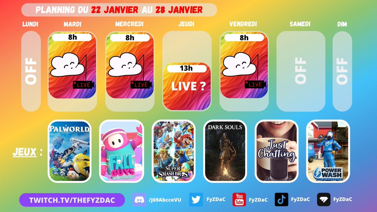 FyZDaC's tweet photo. Planning de la semaine ! 
J'ai testé un nouveau type de planning vous en pensez quoi ? https://t.co/ed0PDltDyW