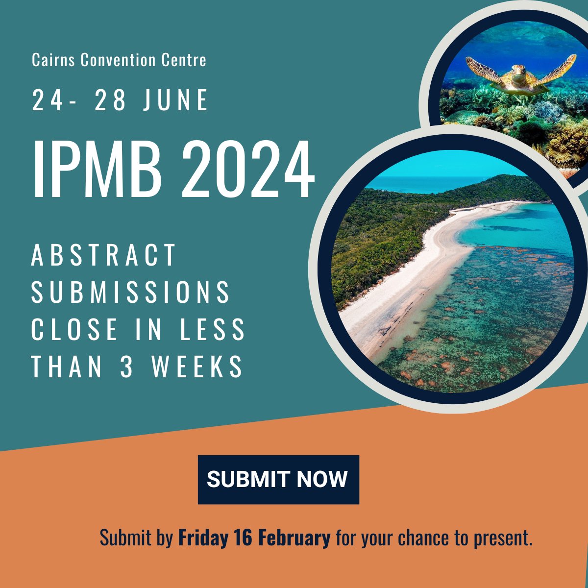 #IPMB2024 Cairns, Australia: abstracts close 16 February! Earlybird registration open until 21 March. ECR travel grants available: ipmb2024.org/abstracts