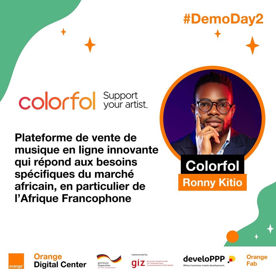 ronnykitio's tweet photo. Nous sommes impatients de partager avec vous notre parcours lors du #DemoDay2 et de présenter les résultats de notre collaboration avec @Orange_Cameroun Digital Center Fab.
🎵✨🚀 #ColorfolApp #OrangeFabCameroun #DemoDay2 https://t.co/SqzHyX5vX4