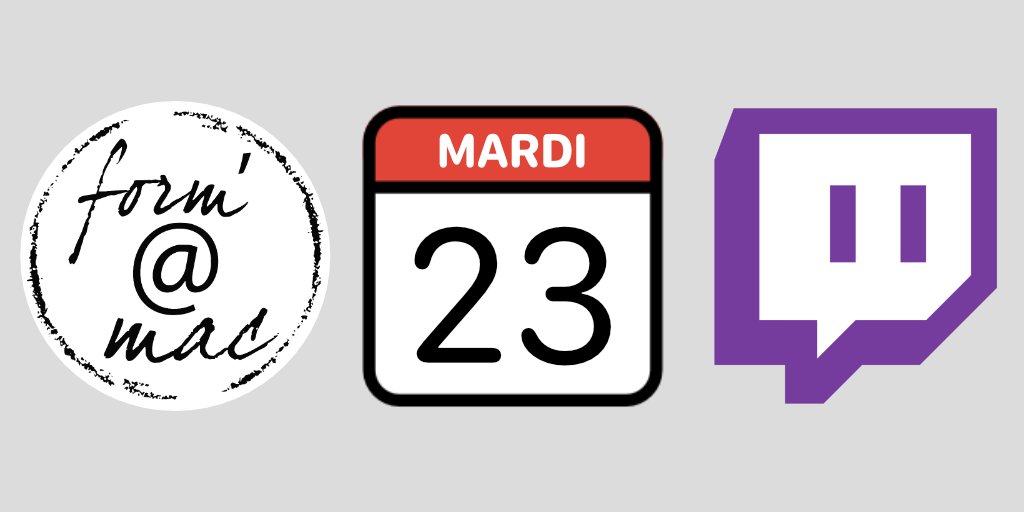 Du #NoCode pour commencer la journée !

- 09H00 : J’ai pommé le code, la matinale no code
- 12H00 : Lunch code, la pause déj’ programmable  

C'est sur twitch.tv/formamac 🍎

#stream #Twitch #gamedev <a href="/gamemakerstk/">Game Maker's Toolkit</a> <a href="/GameMakerEngine/">GameMaker</a> <a href="/French_Retweet/">Communauté Francophone 🇨🇵</a>