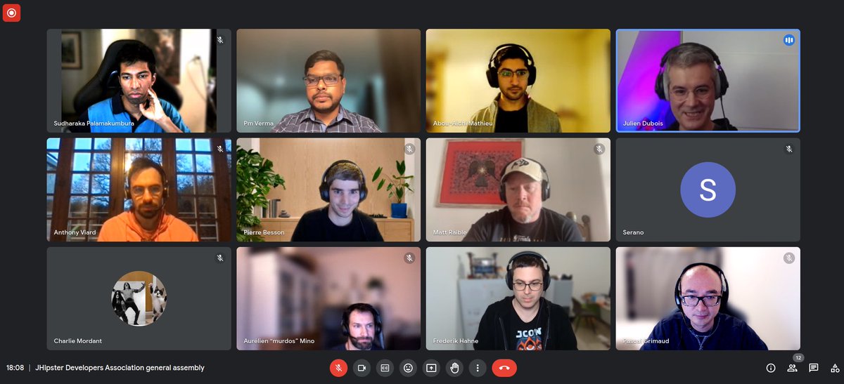 JHipster (@jhipster) on Twitter photo Yesterday was our yearly meeting for our non-profit JHipster Developers Association!
Congrats to <a href="/juliendubois/">Julien Dubois</a> (President) <a href="/pibesson/">Pierre Besson</a> (Secretary) <a href="/avdev4j/">Anthony Viard</a> (Treasurer) <a href="/pascalgrimaud/">Pascal Grimaud</a> (VP) and <a href="/deepu105/">Deepu K Sasidharan</a> (VP) for their election đ (1/4) Yesterday was our yearly meeting for our non-profit JHipster Developers Association!
Congrats to <a href="/juliendubois/">Julien Dubois</a> (President) <a href="/pibesson/">Pierre Besson</a> (Secretary) <a href="/avdev4j/">Anthony Viard</a> (Treasurer) <a href="/pascalgrimaud/">Pascal Grimaud</a> (VP) and <a href="/deepu105/">Deepu K Sasidharan</a> (VP) for their election đ (1/4)