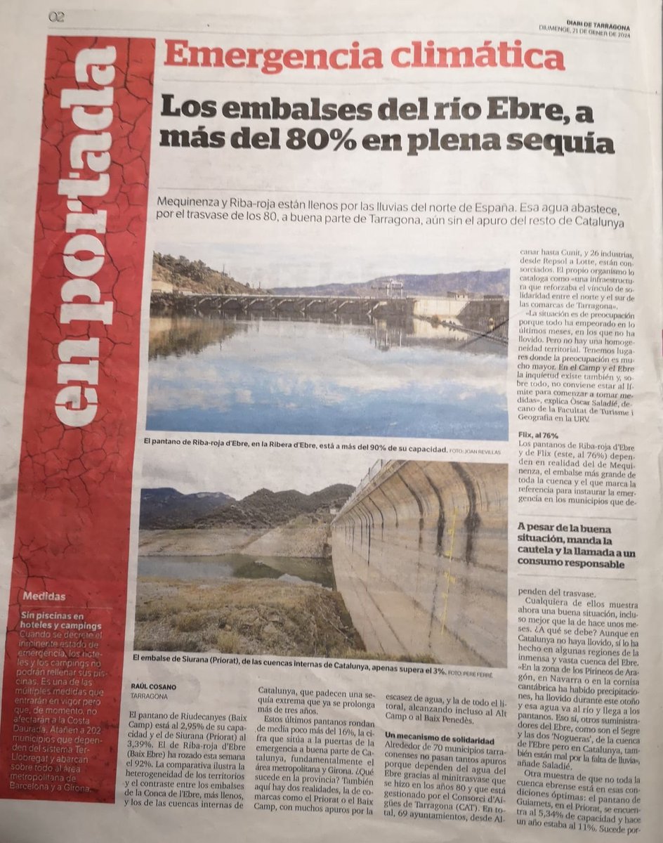 ftgURV's tweet photo. El Dr. Òscar Saladié, professor del Departament de @geografiaURV i investigador del @gratetURV, va ser consultat pel Diari de Tarragona sobre l'actual situació de sequera. https://t.co/c440IBANNm