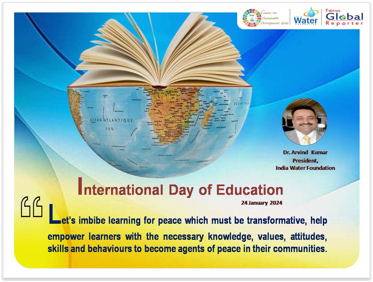 #internationaldayofeducation2024 #inspire #Innovation #Education #QualityEducation #ExamWarriors #IndiaWaterWeek @PMOIndia @narendramodi @PIBHRD @EduMinOfIndia @cbseindia29 @ihedelft @UNESCO @dpradhanbjp  @gssjodhpur @DrJitendraSingh @IndiaDST @YASMinistry @NITIAayog @COP28_UAE…