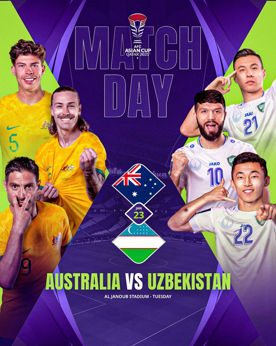 afcasiancup's tweet photo. โจ ๐๐๐๐๐๐๐๐ โจ
๐ฆ๐บ Australia ๐ Uzbekistan ๐บ๐ฟ
๐ The Socceroos and White Wolves square off at Al Janoub Stadium!
๐ค Which side's winning this Group B clash?
๐บ Watch Live https://t.co/Wvc1BBNkqM
#AsianCup2023 | #HayyaAsia | #AUSvUZB https://t.co/IetNQUYfqm