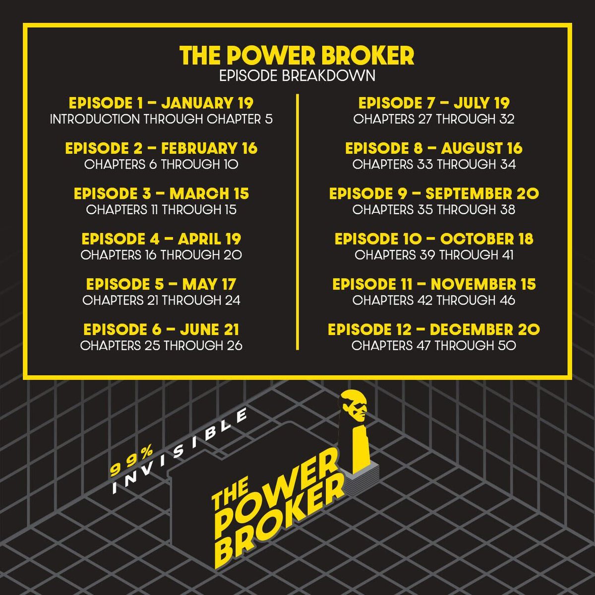 The Power Broker schedule...