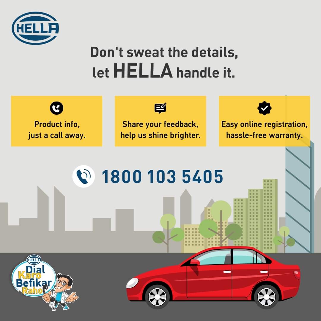 Hassle-free warranty, expert knowledge, open ears – HELLA's got it all. 

One call 📞 at 1800 103 5405 does it all. Register online, get product insights, and share your thoughts.
Call now and experience why our customer commitment never rests!
#HELLAIndia #CustomerSatisfaction