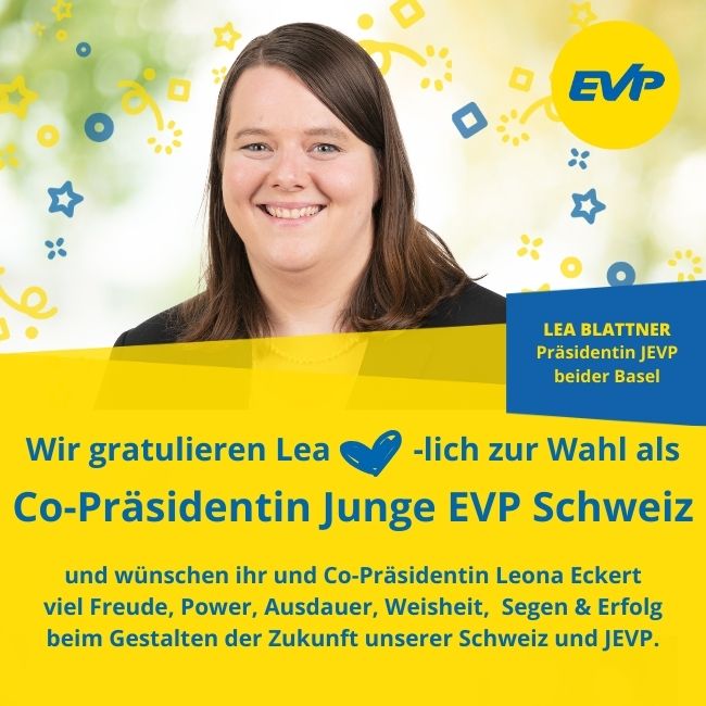 Auch den Mitgliedern der @jevp_ch sind die vielfältigen Talente unserer #LeaBlattner, Präsidentin #JEVPbeiderBasel,  nicht entgangen. 😃 Wir freuen uns sehr über ihre Wahl ins Co-Präsidium der Jungen EVP Schweiz. 👏 jevp.ch/index.php?id=1…