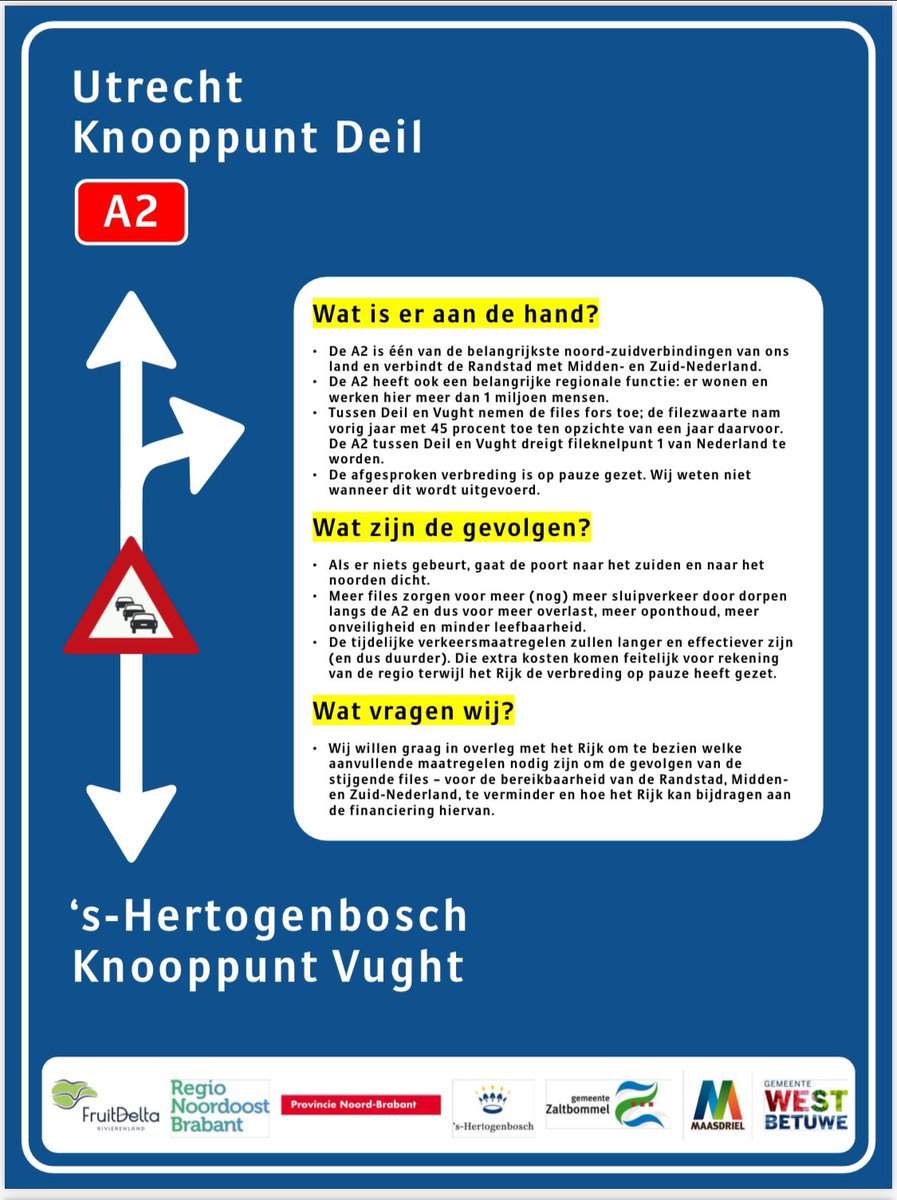 Mooi resultaat in #TweedeKamer. Gisteren met collega’s uit Rivierenland onze zorgen geuit over pauze verbreding A2 van Deil t/m <a href="/shertogenbosch/">'s-Hertogenbosch</a>. Kamerleden <a href="/OlgervanDijk/">Olger van Dijk</a> en <a href="/Pieter_Grinwis/">Pieter Grinwis</a> maakten deze motie voor minder overlast en betere doorstroming.

tweedekamer.nl/downloads/docu…