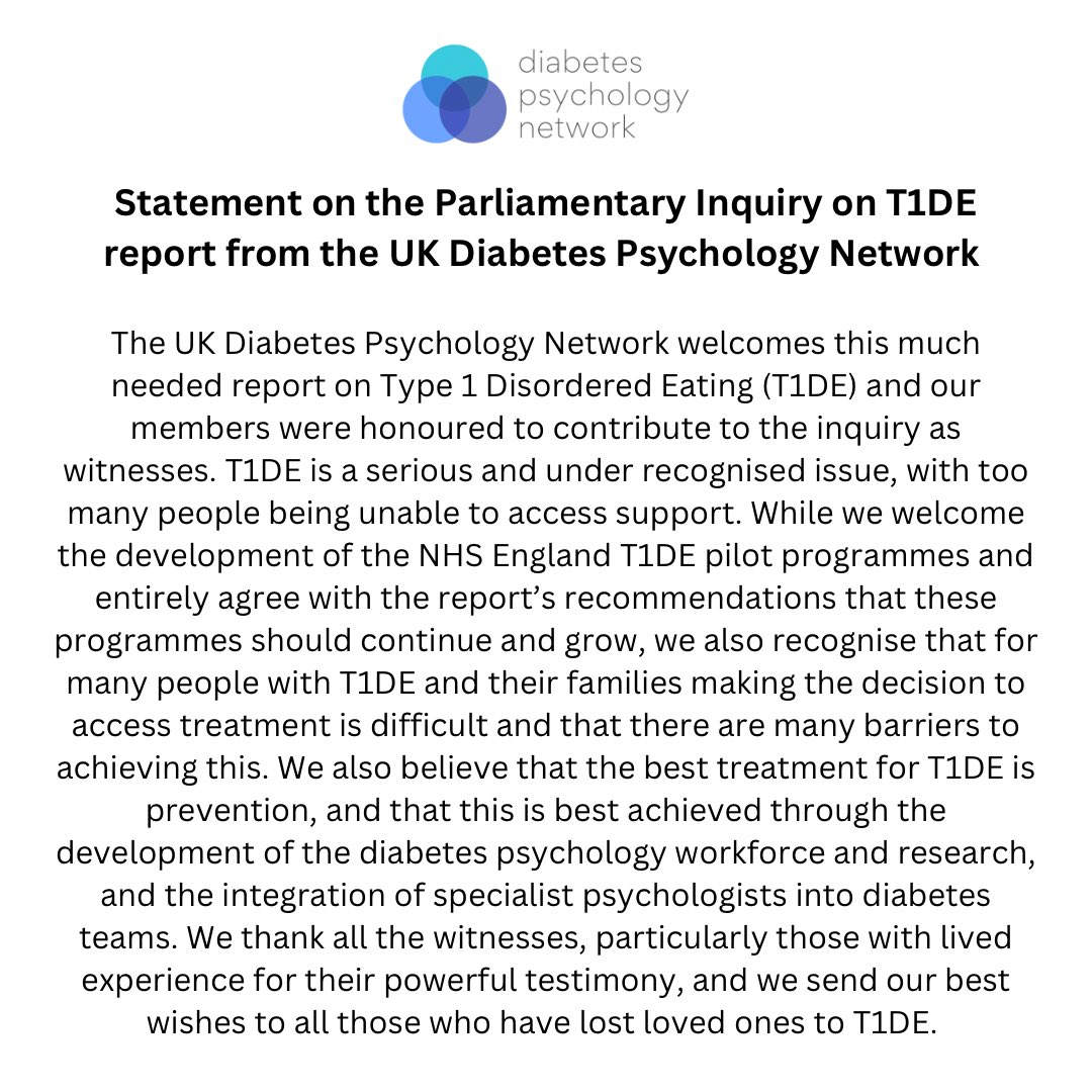 Our statement on the Parliamentary Inquiry on #T1DE @JDRFUK <a href="/theresa_may/">Theresa May</a> <a href="/georgehowarthmp/">George Howarth MP</a> @ACP_UKCHPN <a href="/BPSOfficial/">British Psychological Society</a>