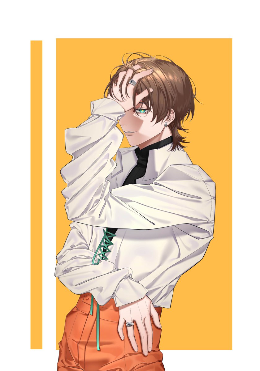 RiguroTouya's tweet image. カッコよく写真撮ってみたはずなのに、このポーズ既視感あるって後輩に言われた....

#栗黒塔夜 #Belkagames #Clockmaker #公式キャラクター #3Dmodel #イケメン