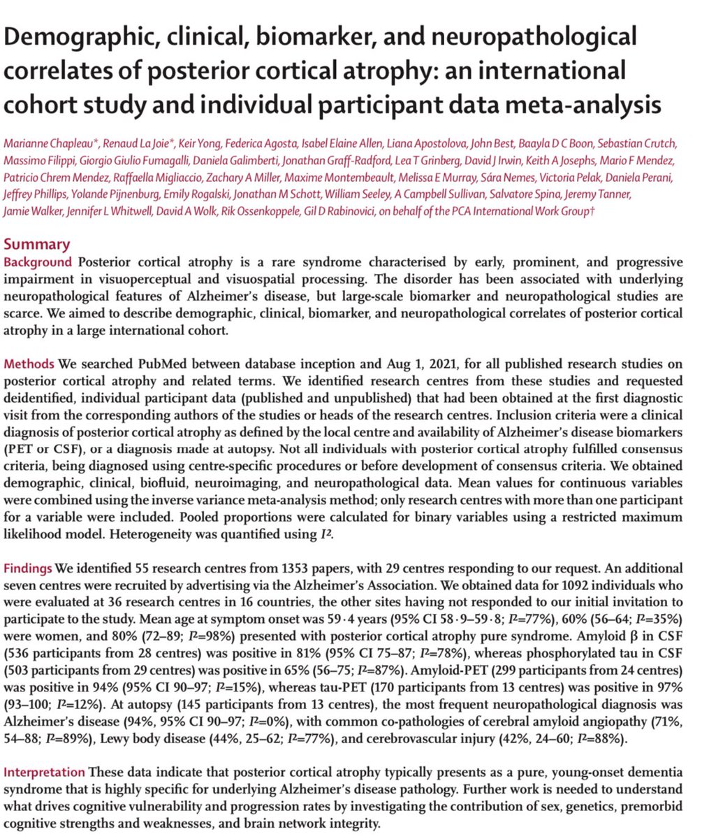 Jonathan Schott (@jmschott) on Twitter photo Out today and *open access* ā our large international study of posterior cortical atrophy ā a distinctive syndrome almost always due to Alzheimerās <a href="/TheLancetNeuro/">The Lancet Neurology</a> <a href="/UCSFmac/">UCSF MAC</a> <a href="/MayoClinic/">Mayo Clinic</a> <a href="/UCLIoN/">UCL Queen Square Institute of Neurology</a> <a href="/UCLBrainScience/">UCL Brain Sciences</a> <a href="/alzassociation/">Alzheimer's Association</a> <a href="/AlzheimerAms/">Alzheimercentrum Amsterdam (inactief)</a> thelancet.com/action/showPdf⦠Out today and *open access* ā our large international study of posterior cortical atrophy ā a distinctive syndrome almost always due to Alzheimerās <a href="/TheLancetNeuro/">The Lancet Neurology</a> <a href="/UCSFmac/">UCSF MAC</a> <a href="/MayoClinic/">Mayo Clinic</a> <a href="/UCLIoN/">UCL Queen Square Institute of Neurology</a> <a href="/UCLBrainScience/">UCL Brain Sciences</a> <a href="/alzassociation/">Alzheimer's Association</a> <a href="/AlzheimerAms/">Alzheimercentrum Amsterdam (inactief)</a> thelancet.com/action/showPdfā¦