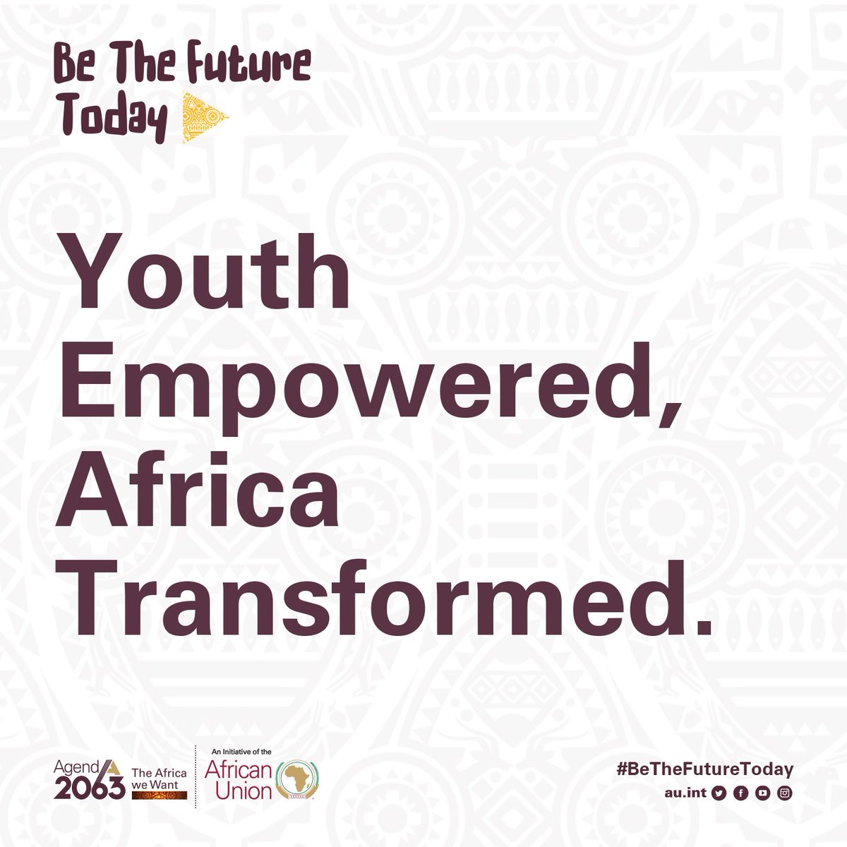 The #BeTheFuture campaign connects youth with #Agenda2063 goals & supports skill development under #AfricaYouthCharter. 

Explore the AU's archive,tracing years of dedicated work on youth empowerment.
ow.ly/xcRX50QsW7L

How are you Transforming Africa? Share your story!