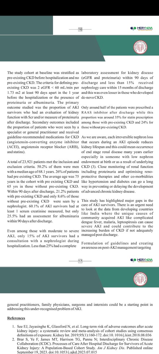 Kristin George (@dr_kristin_g) on Twitter photo Acute Kidney injury (AKI) is a multi-system disorder with significant short and long term adverse outcomes.
Close follow up and optimisation of kidney protective strategies can go a long way in improving outcomes. <a href="/isn_india/">Indian Society of Nephrology</a>
<a href="/goKDIGO/">KDIGO</a> <a href="/AJKDblog/">AJKDblog</a> <a href="/sundar_s1955/">Sundar Sankaran</a> <a href="/kidney_warriors/">Kidney warriors</a> Acute Kidney injury (AKI) is a multi-system disorder with significant short and long term adverse outcomes.
Close follow up and optimisation of kidney protective strategies can go a long way in improving outcomes. <a href="/isn_india/">Indian Society of Nephrology</a>
<a href="/goKDIGO/">KDIGO</a> <a href="/AJKDblog/">AJKDblog</a> <a href="/sundar_s1955/">Sundar Sankaran</a> <a href="/kidney_warriors/">Kidney warriors</a>