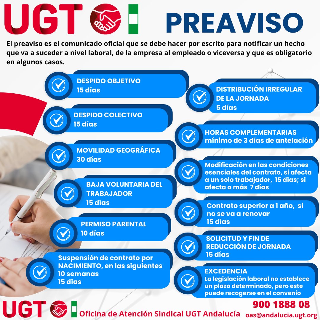 📝 El #Preaviso es el comunicado oficial que se debe hacer para notificar un hecho que va a suceder a nivel laboral:  #despido #excedencia #baja etc 
🗓️ Se cuenta por días naturales
↔️ Y puede darse de la empresa al empleado o  viceversa
ℹ️ Te dejamos los más importantes 👇🏽