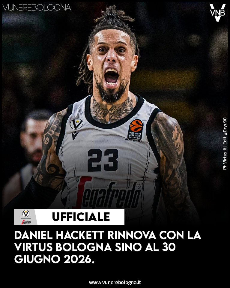 🚨 UFFICIALE: Daniel Hackett prolunga con la Virtus Bologna ✍️⚪️⚫️

#VNB | #Virtus | #Hackett