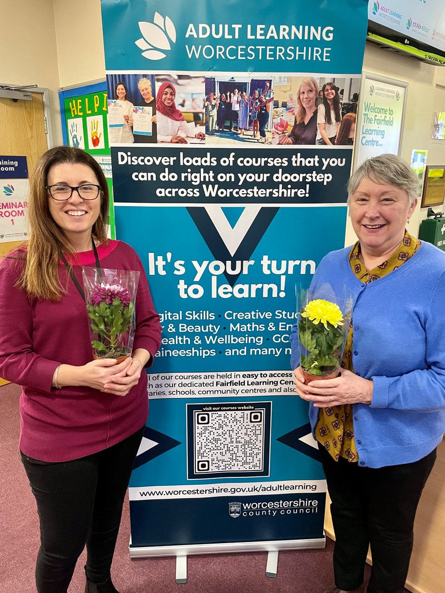 An emotional week &amp; it's only Tuesday! Today we marked a #SapphireAndSilver milestone in our Family Learning team. Jo (left) celebrates 25 years with <a href="/worcscc/">Worcestershire County Council</a> while Jane (right) retires after 2 years with us &amp; 45 years in education! 

Both are #inspirational educators! 🧡📚