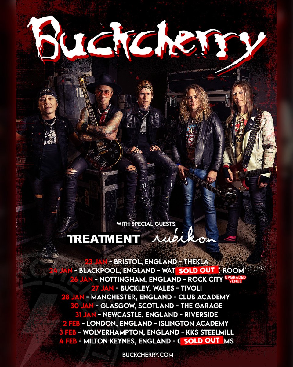 📷 EVENT MOVED TO @SWG3glasgow @Buckcherry, The Treatment & Rubikon | Glasgow This event has now been moved from The Garage to SWG3. Original tickets remain valid and further tickets made available. @triplegmusic