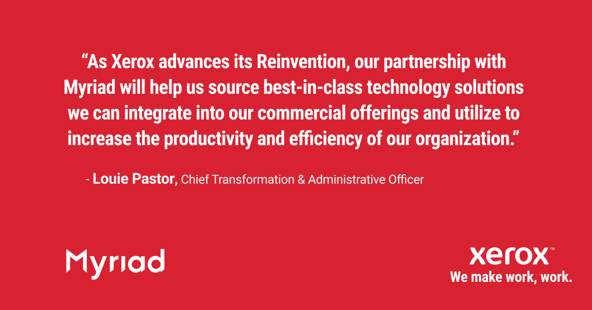 We're proud to support the launch of Myriad, a team dedicated to fostering innovation in next-gen industries & growth for world-class entrepreneurs. Read more: xerox.bz/42q60qR