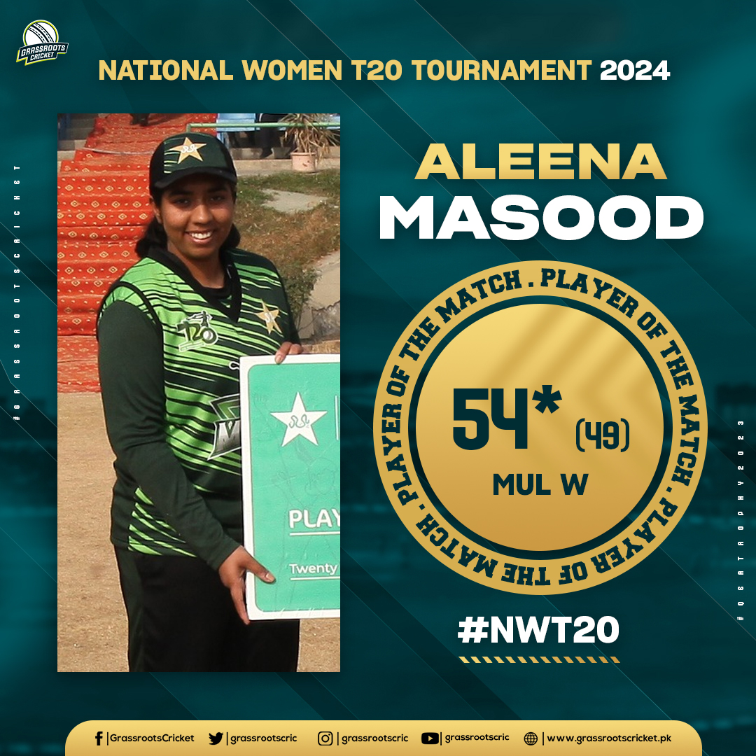 Aleena Masood hit an impressive half-century to guide Multan to victory, winning the Player of the Match award.

#NWT20