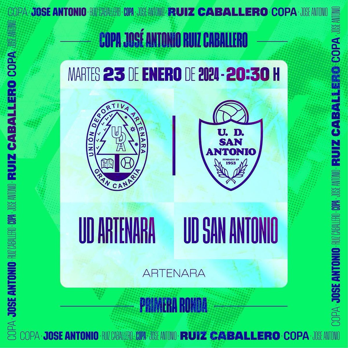 UD San Antonio (@udsanantonio) on Twitter photo Hoy jugamos el primer partido de la Copa JosΓ© Antonio Ruiz Caballero!!
SerΓ‘ ante la <a href="/udartenara/">U.D.Artenara</a> , rival al que nos hemos enfrentado 2 veces esta temporada y que se ha hecho muy fuerte en su feudo.
Β‘Ilusionados con este nuevo reto!
#siempreantoΓ±itos
#actitudsa
#lacopamolaπ Hoy jugamos el primer partido de la Copa JosΓ© Antonio Ruiz Caballero!!
SerΓ‘ ante la <a href="/udartenara/">U.D.Artenara</a> , rival al que nos hemos enfrentado 2 veces esta temporada y que se ha hecho muy fuerte en su feudo.
Β‘Ilusionados con este nuevo reto!
#siempreantoΓ±itos
#actitudsa
#lacopamolaπ
