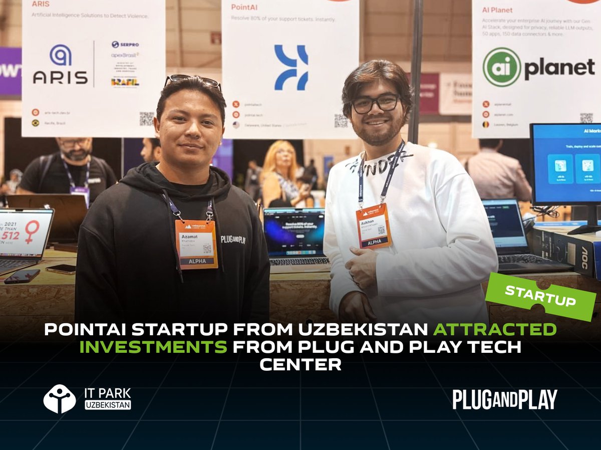 The startup PointAI, a participant in the second wave of the Plug and Play Uzbekistan acceleration program, has attracted investments from the headquarters of Plug and Play Tech Center in Silicon Valley. Read more on the website: it-park.uz/en/itpark/news…