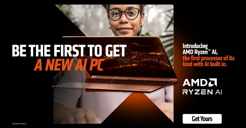 AMDIndia's tweet photo. Introducing AMD Ryzen™ AI, the first processor of its kind with AI built into work, play, and stream with high Performance.

Get a new AI PC Today.

Get Yours at https://t.co/XG45eHpU7G

#AMDRYZENAI 
#AMD