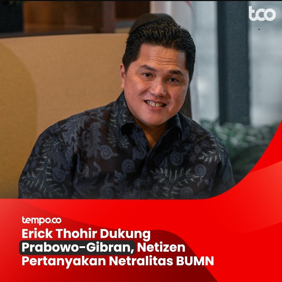 toe_giman's tweet photo. Emang boleh ya pa @erickthohir  menteri dukung paslon, bukannya harus netral, sesuai arahan Presiden??

#ASNHarusNetral https://t.co/nVFNGGutpV
