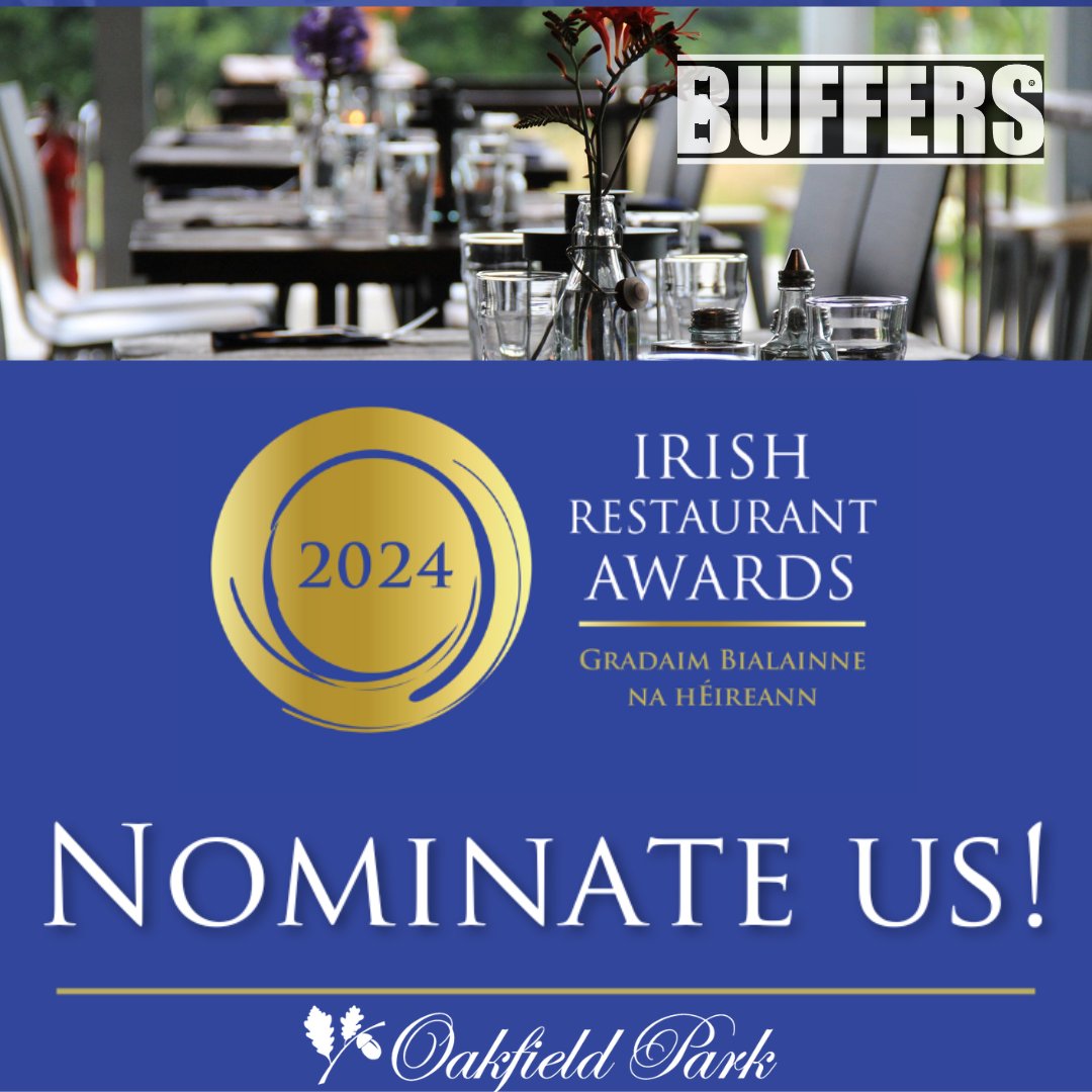 It's once again nomination time for The Irish Restaurant Awards 2024! If you enjoyed a dining experience with us at Buffers Oakfield Park, we would truly appreciate your vote. Thank you to all our our loyal diners from near and far, for your support. We can’t wait to welcome…