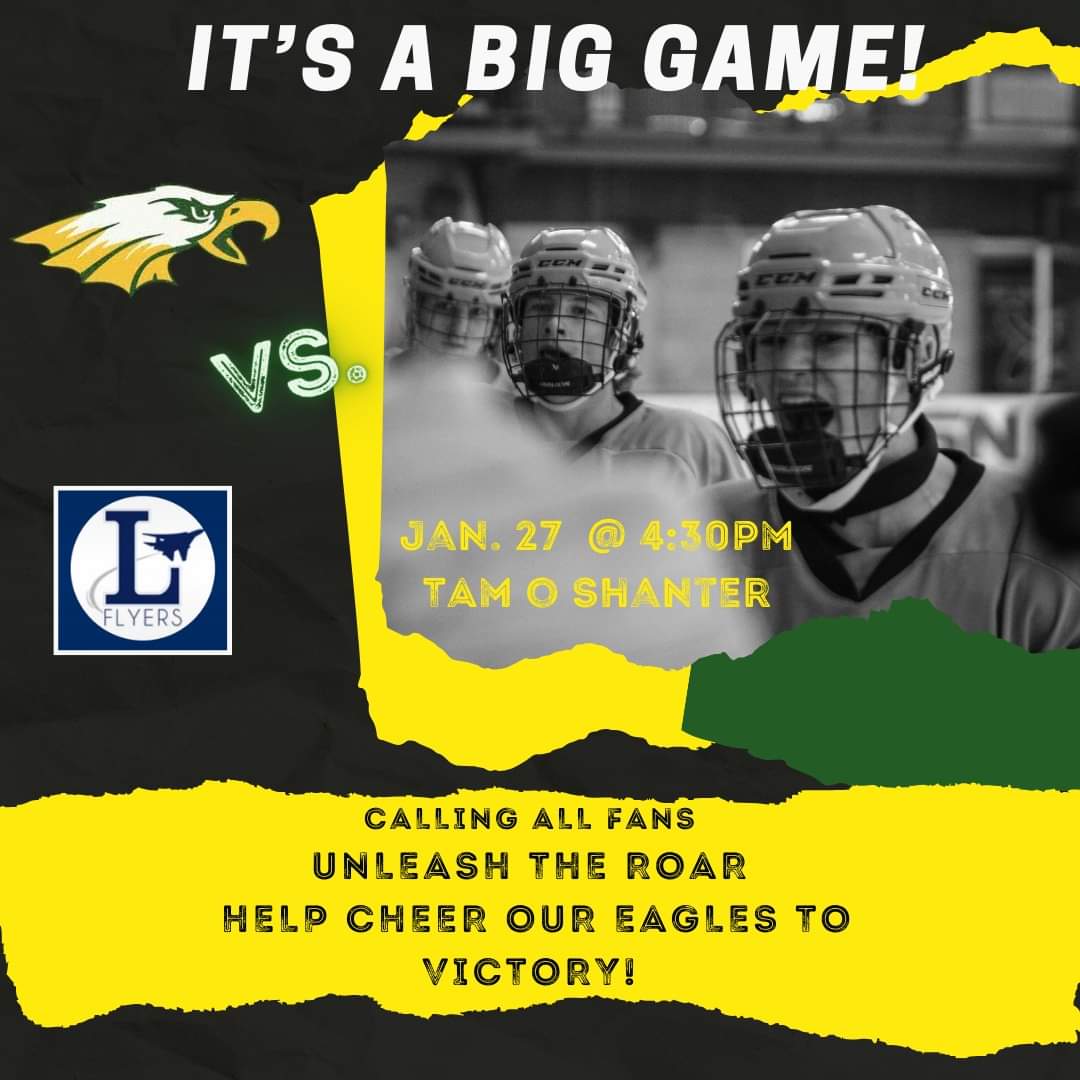 🦅 🆚️ ✈️
📍 • Tamo
📅 • 1.27.24
🕖 • 4:30pm

#EaglesHockey #LetsGo #ClayHSHockey 🦅🏒