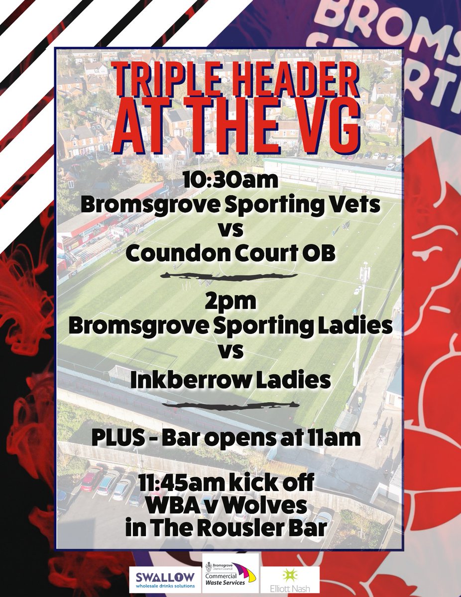 THIS SUNDAY: Our first team might be away this weekend, but it's an action packed Sunday at the Victoria Ground, with both our Ladies and Veterans in action! It's free entry, and we'll be showing the West Brom vs Wolves FA Cup game too! 3️⃣ reasons to get down the VG on Sunday!
