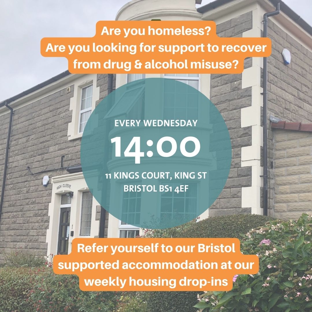 Don't forget tomorrow is our housing drop in day!

If you have a #Bristol connection and wish to work on your recovery from drugs/alcohol in a supportive environment, please come along at 2pm Weds to 11 Kings Court, BS1 4EF to find out more about our housing service.