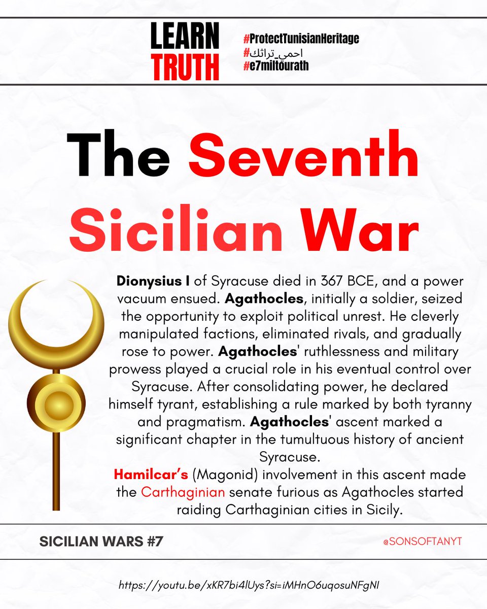 SonsofTanyt's tweet photo. 7️⃣ The Seventh Sicilian War 🇹🇳-🇬🇷 (311-306 BC)
#ProtectTunisianHeritage #NorthAfrica #E7miltourath #Tunisia #Arab #Berber #Punic #Greece #Greek #History #Afrocentrism #Netflix #Culture #Carthage #War #Tunis #Sfax #Beja #Sousse #ElKef #Beja #Mahdia #Kairouan #Gafsa #Gabes #History https://t.co/rbzMPZYAuX